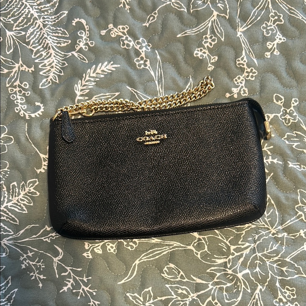 Coach Black and Gold Clutch with Signature Style